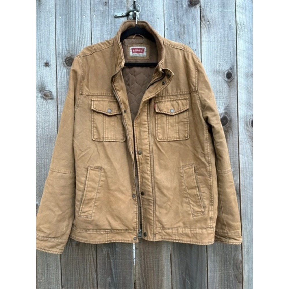 Levi's Workwear Tan Canvas Utility Field‎ Jacket Quilted Lining Men's Large